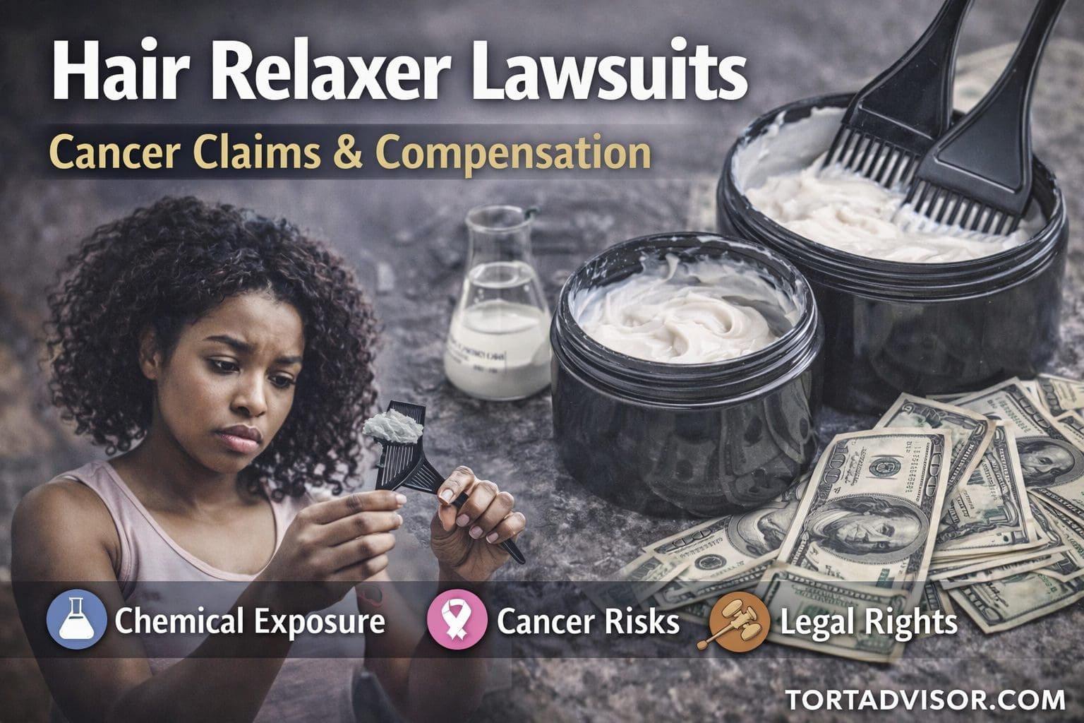 Hair relaxer lawsuit involving cancer claims and compensation for chemical hair straightener exposure