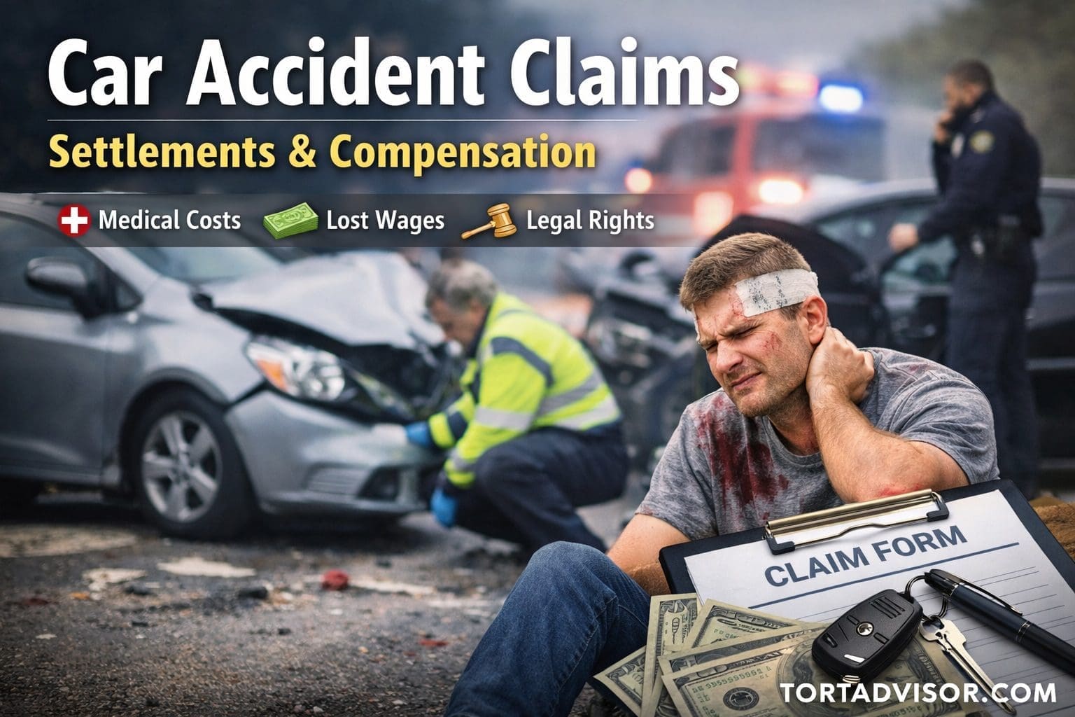 Car Accident Claims and Settlement Compensation Guide Car accident claims and compensation after a vehicle crash with injuries