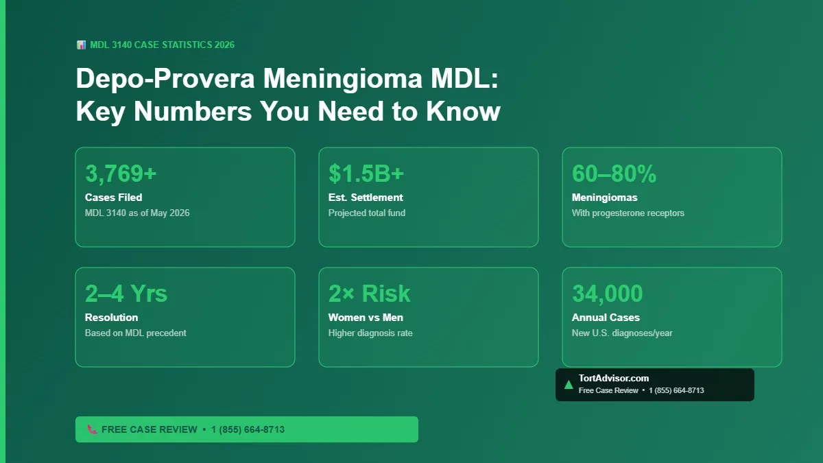 Depo-Provera MDL 3140 case statistics May 2026 depo-provera meningioma lawsuit 2026