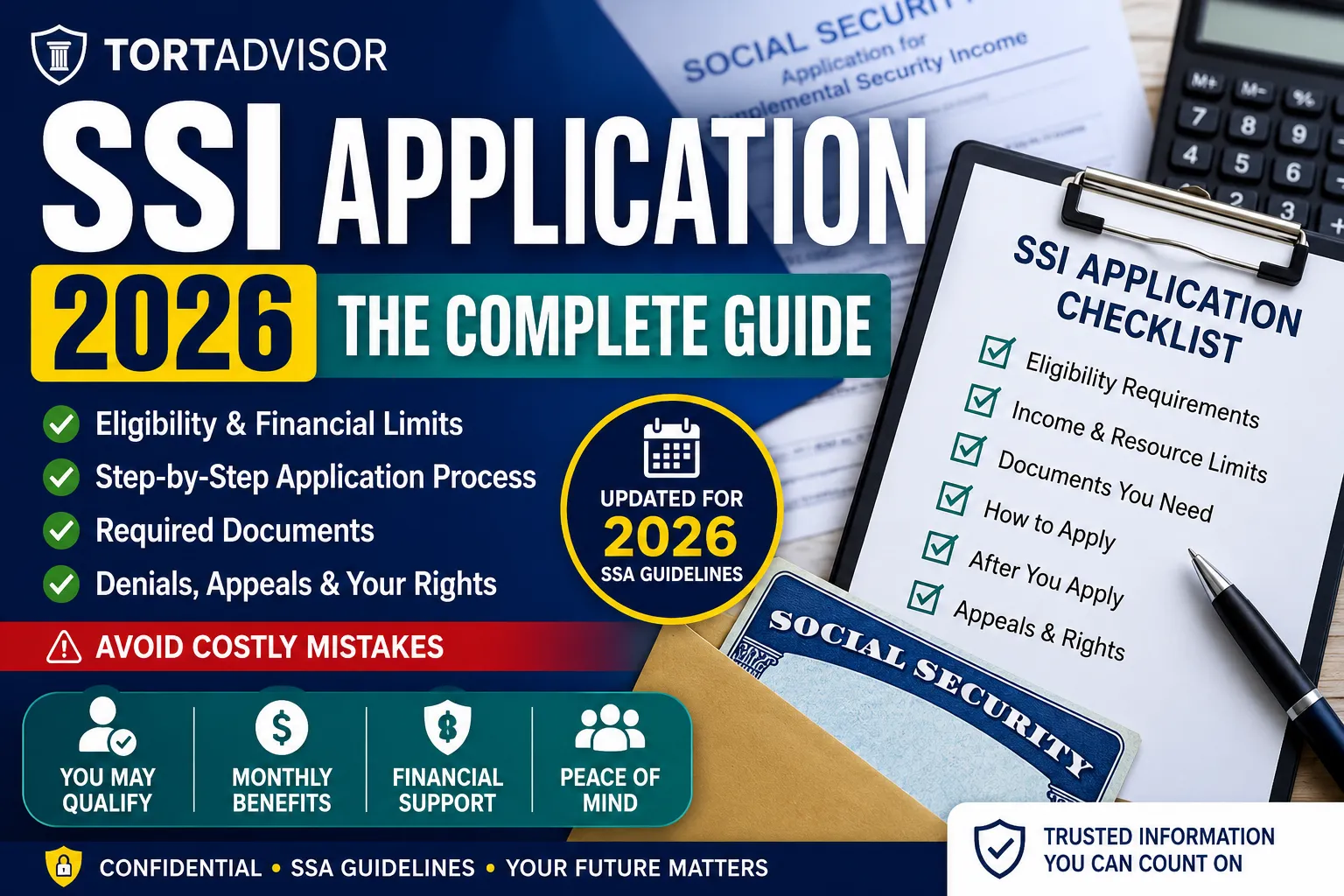 SSI application 2026 guide with eligibility checklist documents and Social Security benefit steps