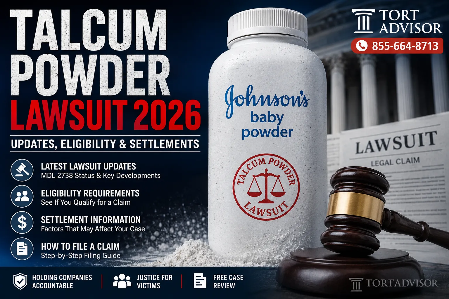 Talcum Powder Lawsuit 2026 – Johnson & Johnson Litigation Guide Talcum powder lawsuit 2026 guide covering Johnson and Johnson litigation, ovarian cancer, mesothelioma and eligibility